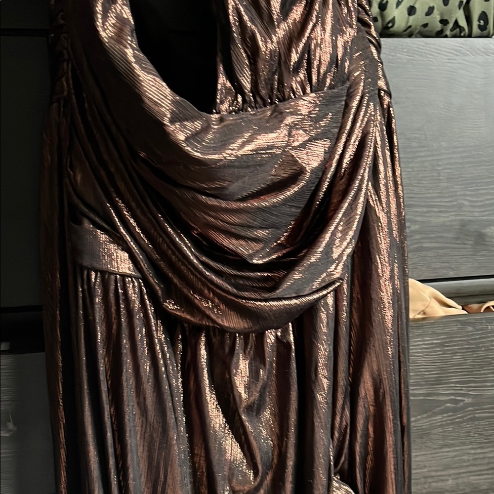 Fashion Nova Metallic Bronze Dress